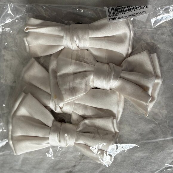 Set of 4 Satin Bow Hair Clips Ivory White Bridal Accessories - Picture 1 of 4